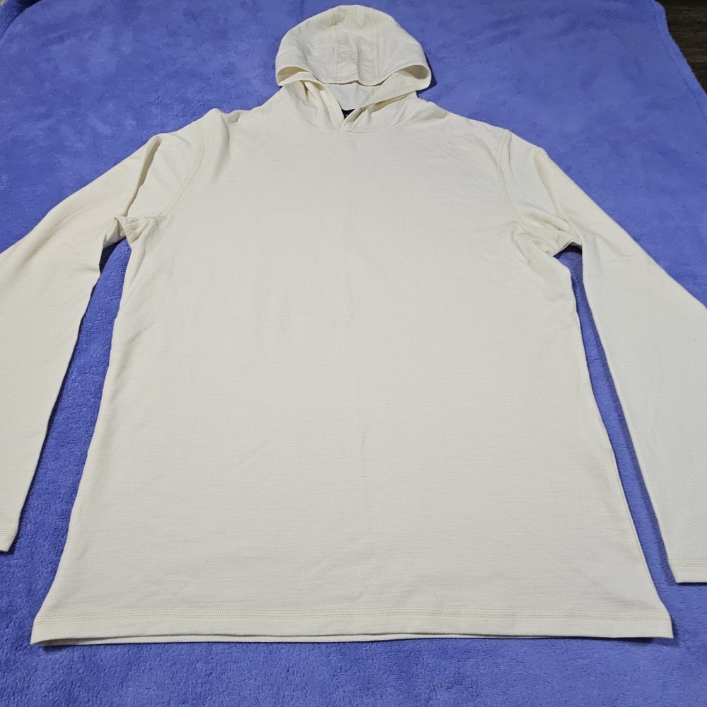 PETER MILLAR GOLF WOOL HOODIE SWEATER -M- IVORY WHITE -CROWN CRAFTED -STRETCH - Picture 5 of 15